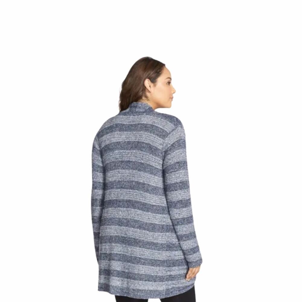 BAREFOOT DREAMS Women's S M Cozy Chic Calypso Island Wrap Cardigan Navy Stripe - Picture 7 of 13